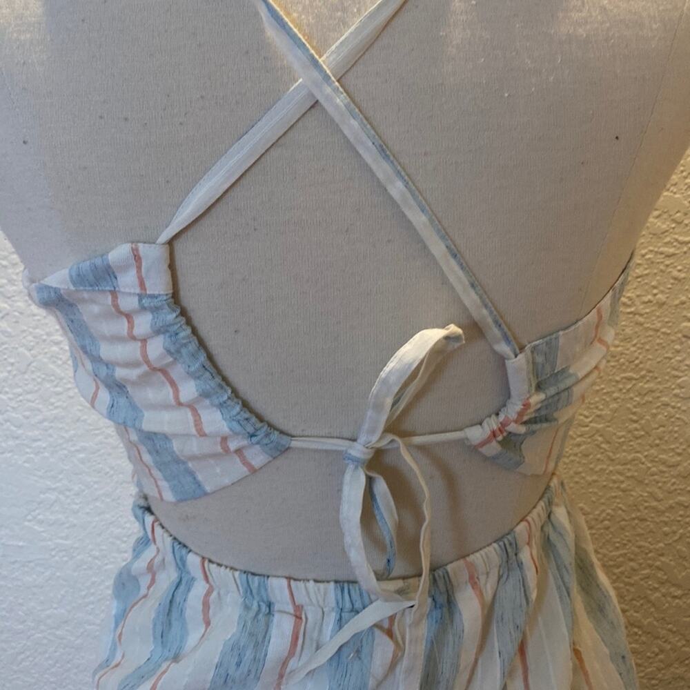 Roxy Snow White Omega Stripe Ruffle Sunday With You Sleeveless Dress NWT Sz M - Picture 4 of 16
